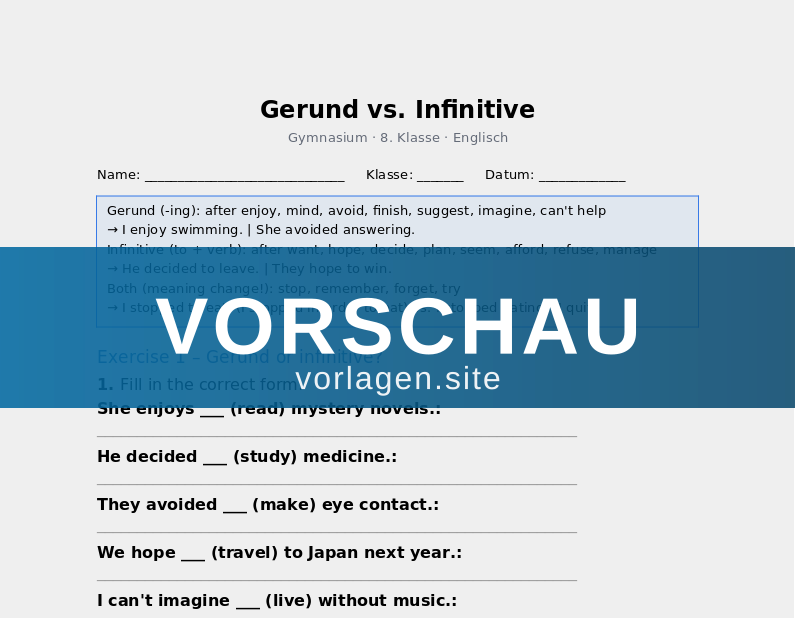 Gerund vs. Infinitive