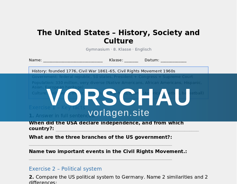 The United States – History, Society and Culture