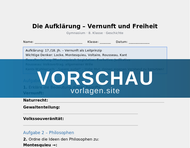 Die Aufklärung – Vernunft und Freiheit