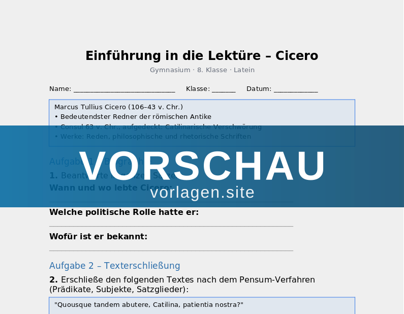 Cicero – Leben, Werk und Textanalyse