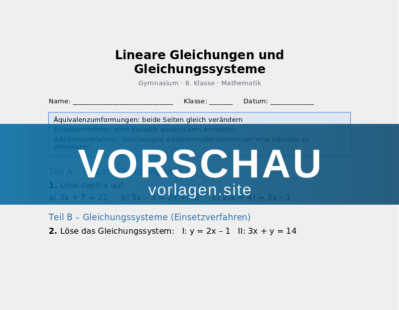Lineare Gleichungen und Gleichungssysteme