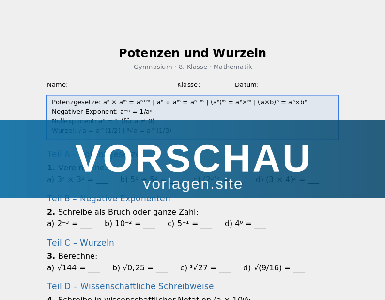 Potenzen und Wurzeln