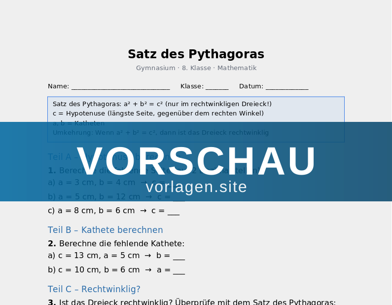 Satz des Pythagoras