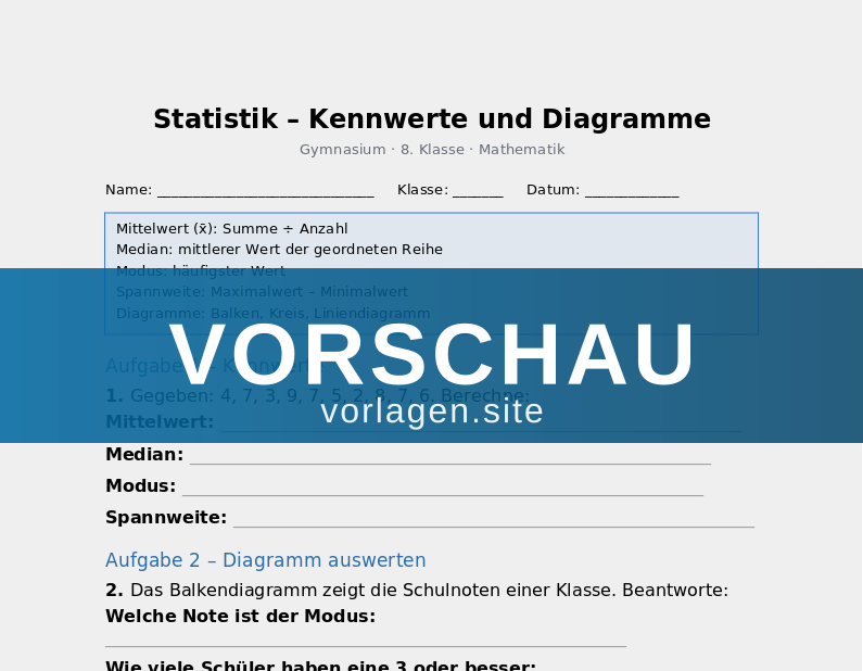 Statistik – Kennwerte und Diagramme