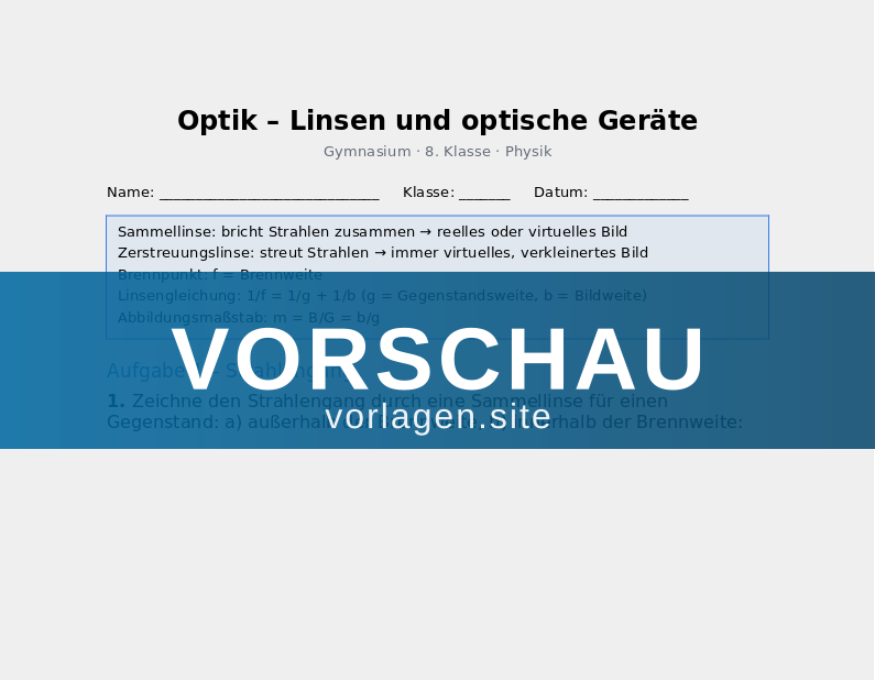 Optik – Linsen und optische Geräte