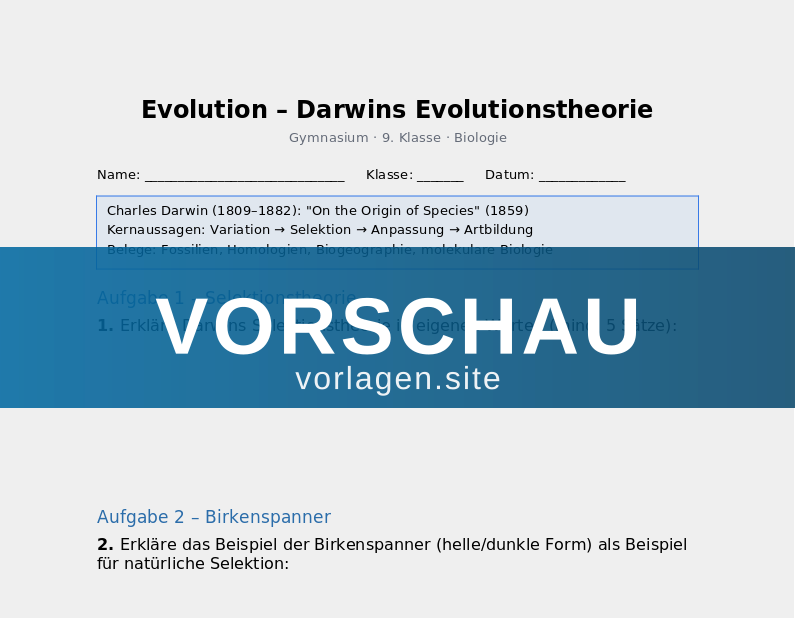 Evolution – Belege und Mechanismen