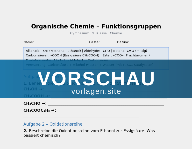 Organische Chemie – Funktionsgruppen