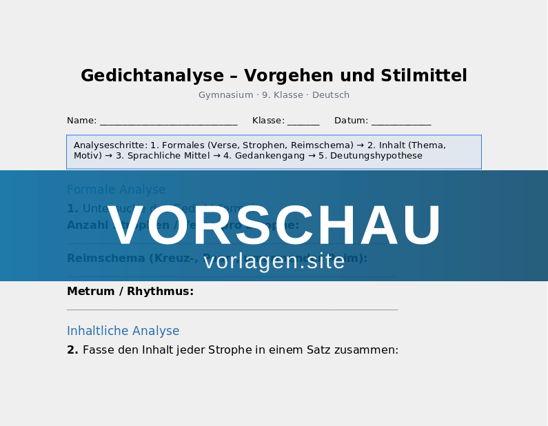 Gedichtanalyse – Vorgehen und Stilmittel