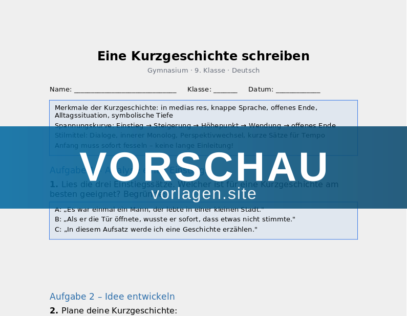 Eine Kurzgeschichte schreiben