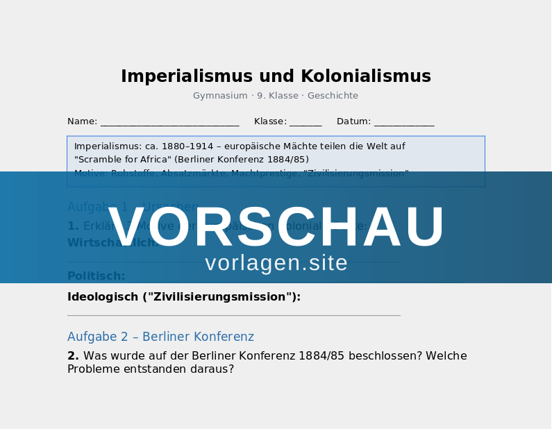 Imperialismus und Kolonialismus