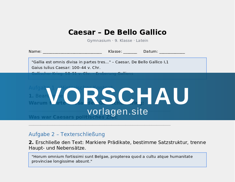 Caesar – De Bello Gallico: Lektüre und Analyse