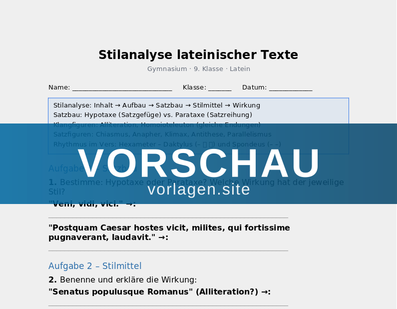 Stilanalyse lateinischer Texte