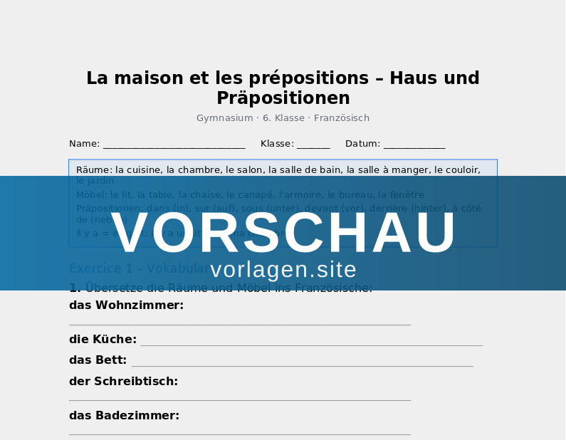 La maison et les prépositions – Haus und Präpositionen