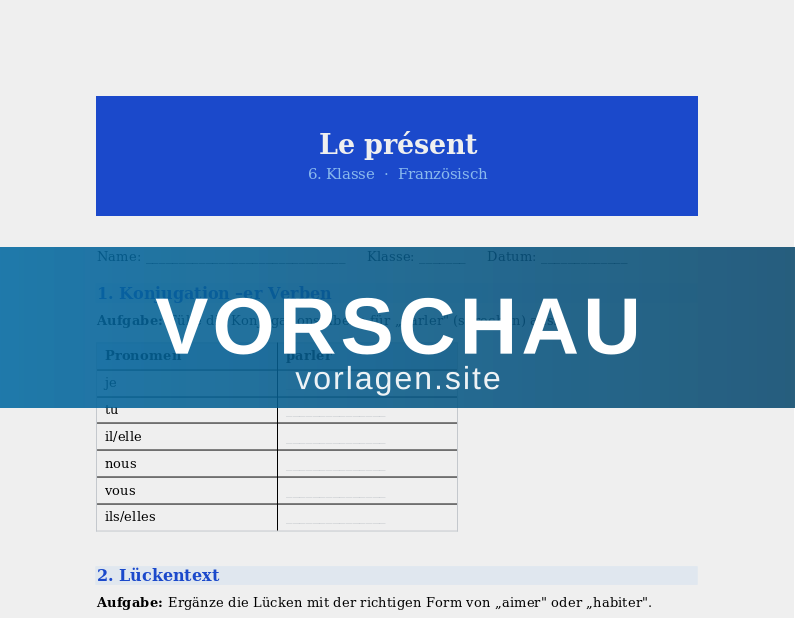 Le présent – Regelmäßige Verben konjugieren