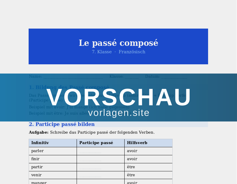 Le passé composé – Einführung Vergangenheit