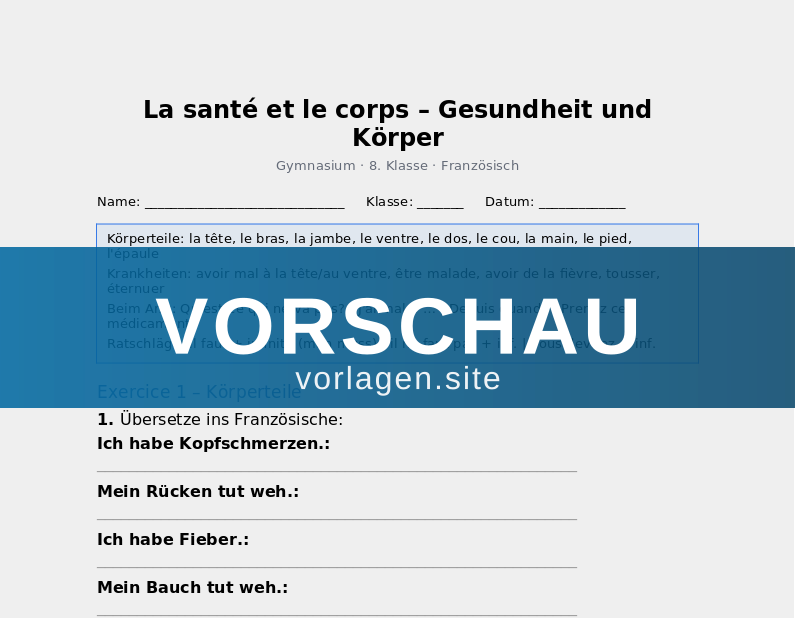 La santé et le corps – Gesundheit und Körper