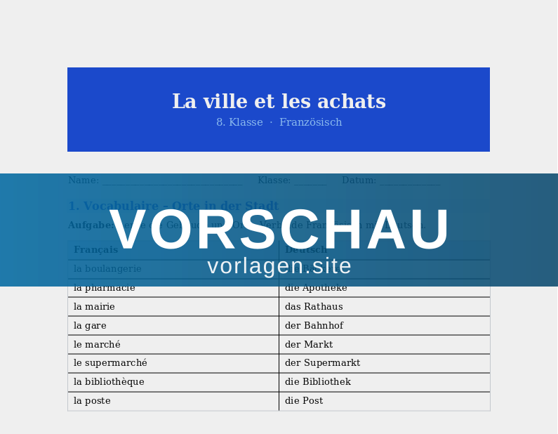 La ville et les achats – Stadt und Einkaufen