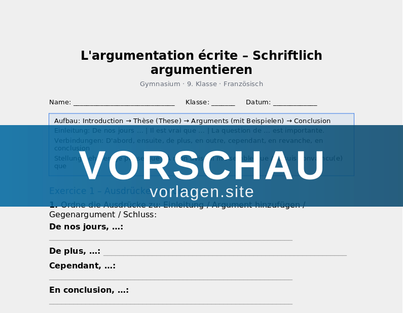 L'argumentation écrite – Schriftlich argumentieren