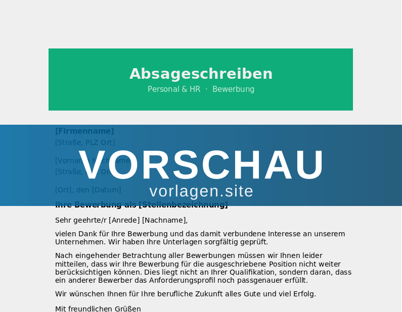 Absageschreiben – Vorlage
