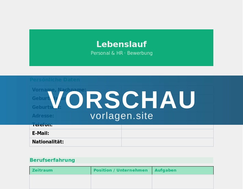 Lebenslauf – Vorlage