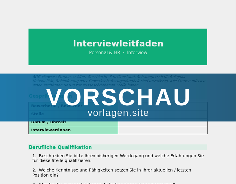 Interviewleitfaden – strukturiertes Interview