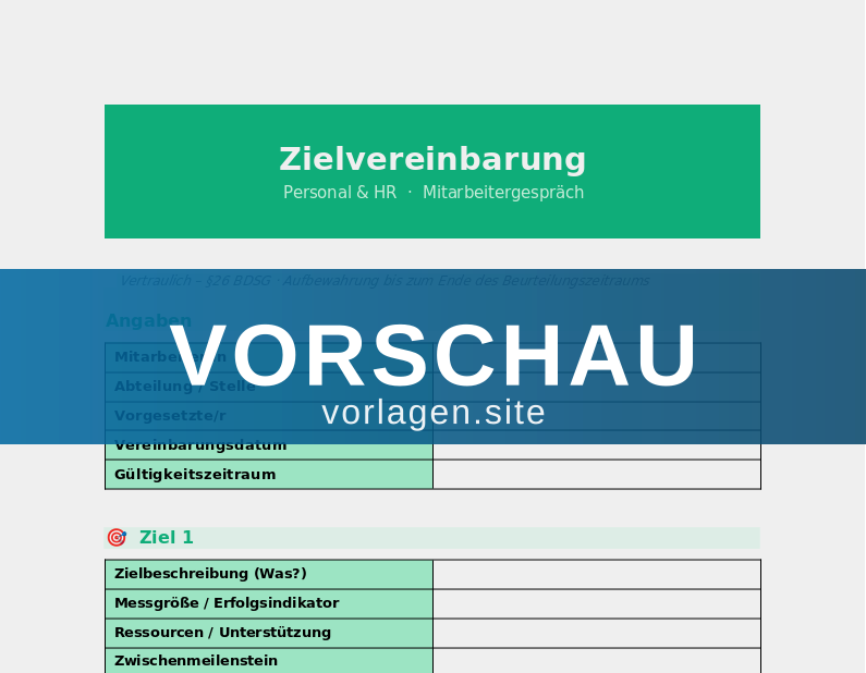Zielvereinbarung – Vorlage