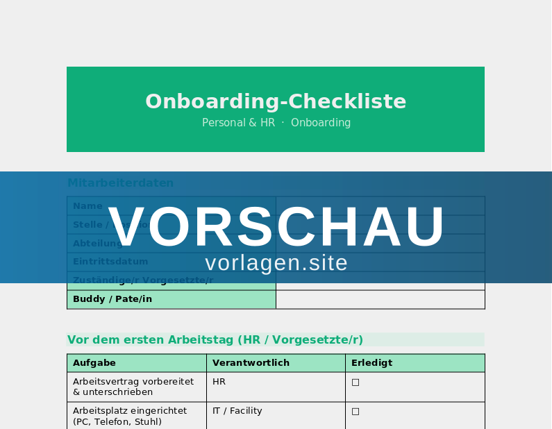 Onboarding-Checkliste