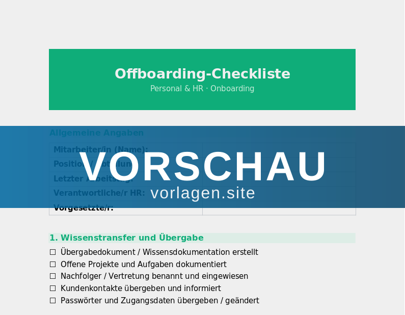 Offboarding-Checkliste – Mitarbeiteraustritt