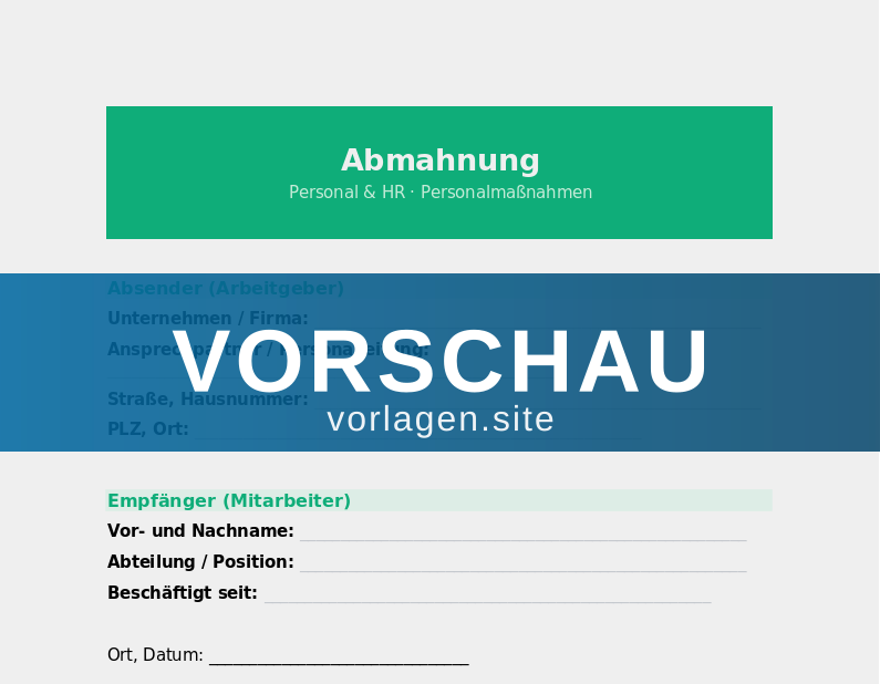 Abmahnung – Vorlage