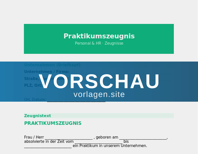 Praktikumszeugnis – Vorlage