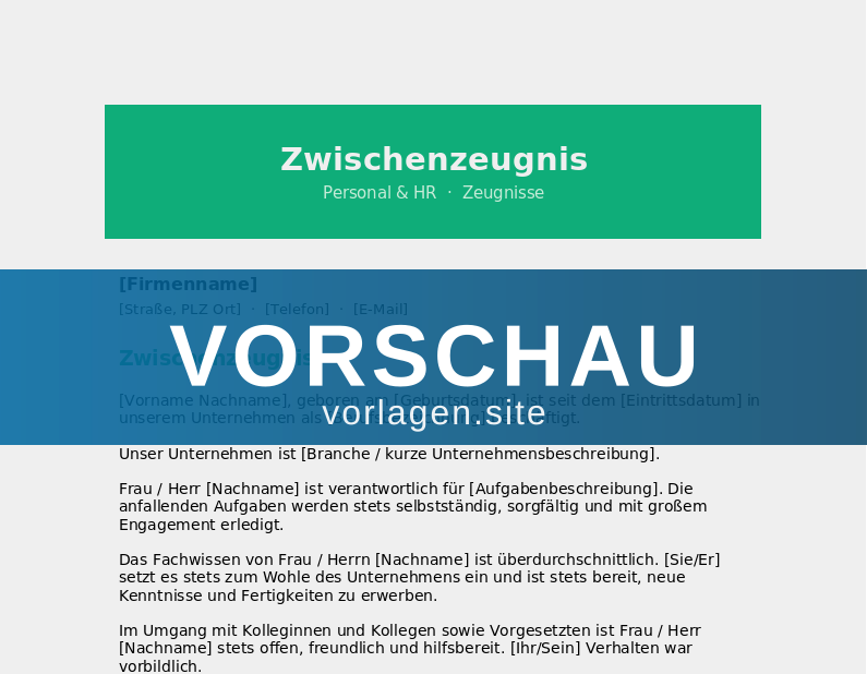 Zwischenzeugnis – Vorlage