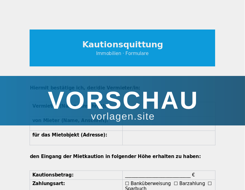 Kautionsquittung – Vorlage