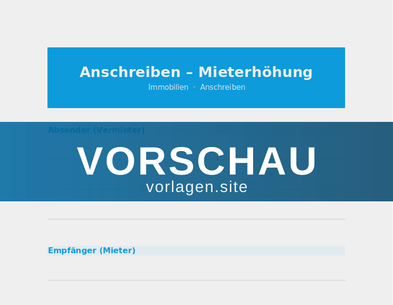 Anschreiben – Mieterhöhung (§558 BGB)