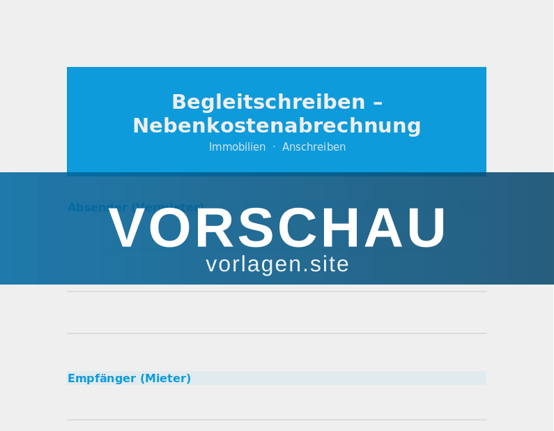 Begleitschreiben – Nebenkostenabrechnung