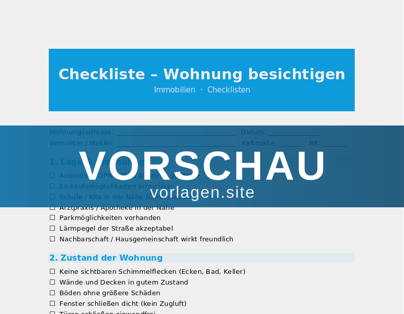 Checkliste – Wohnung besichtigen
