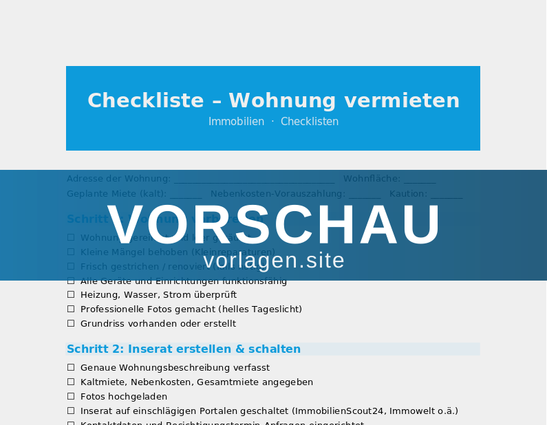 Checkliste – Wohnung vermieten