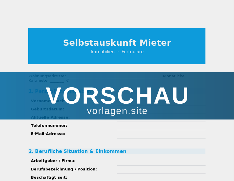 Selbstauskunft Mieter (DSGVO-konform)