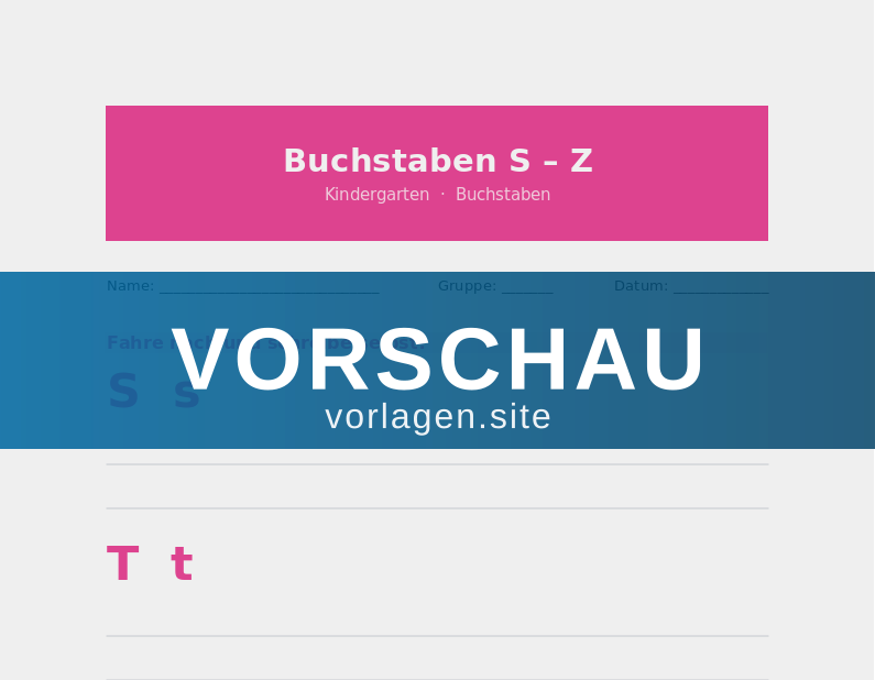 Buchstaben S–Z nachspuren