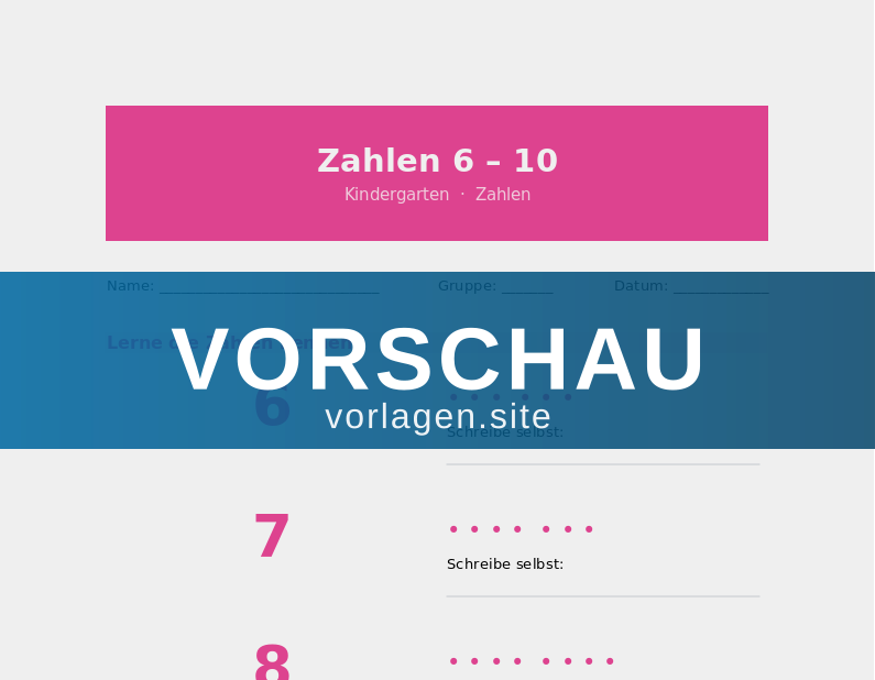 Zahlen 6–10 kennenlernen
