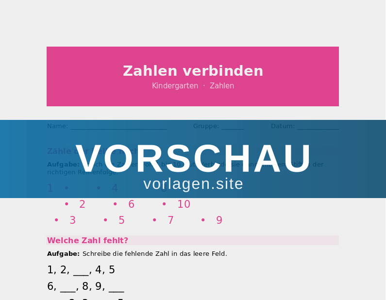 Zahlen 1–10 verbinden