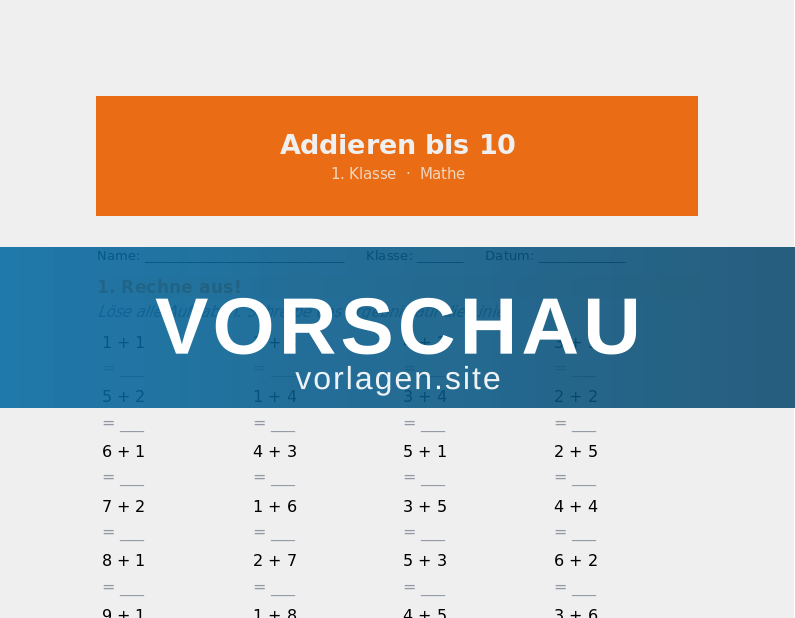 Addieren bis 10 – Übungsblatt