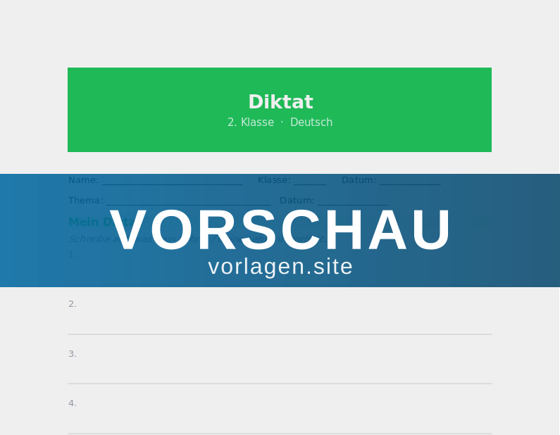 Diktat-Vorlage 2. Klasse