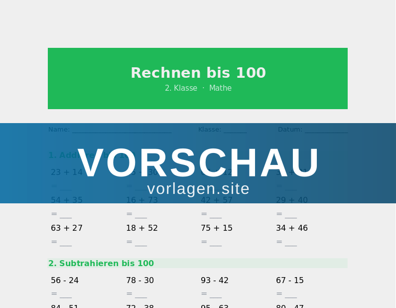Addieren und Subtrahieren bis 100