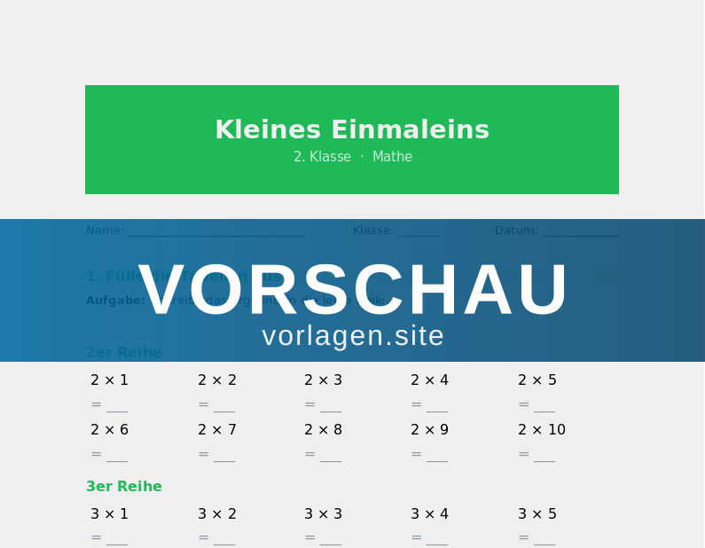 Kleines Einmaleins – 2er bis 5er Reihe