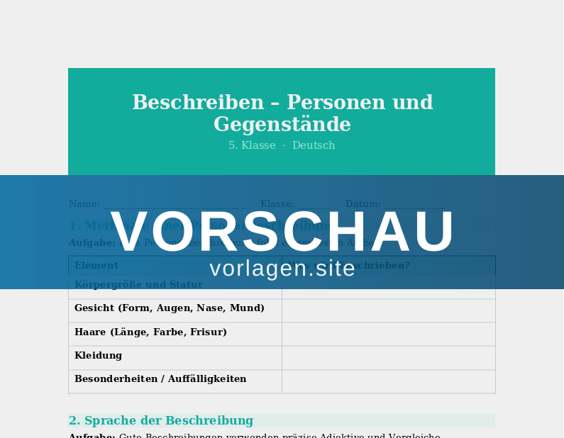 Beschreiben – Personen und Gegenstände