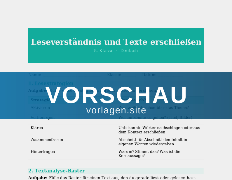 Leseverständnis – Texte erschließen