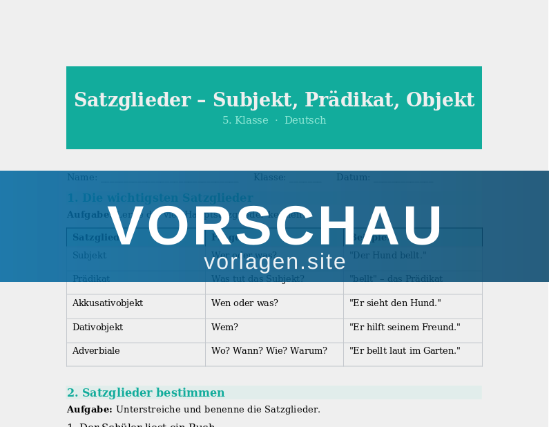 Satzglieder – Subjekt, Prädikat, Objekt
