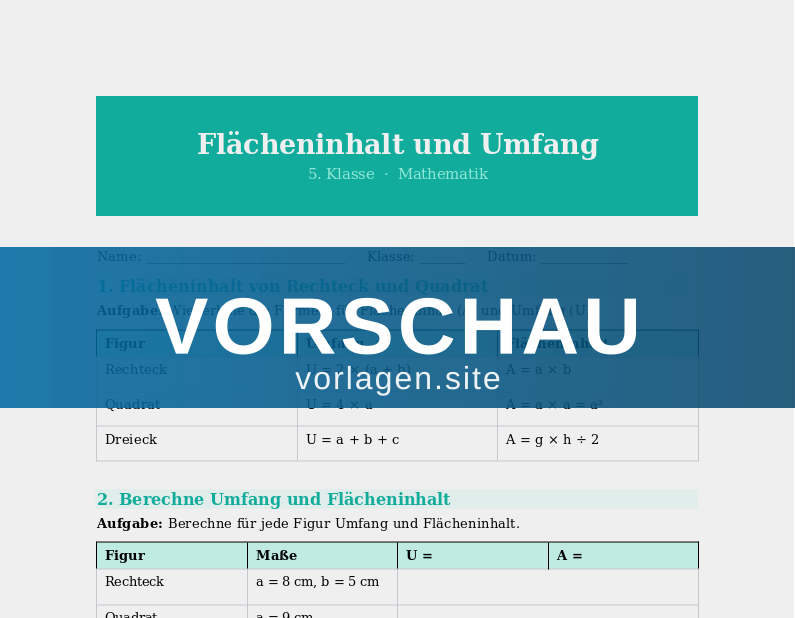 Umfang und Flächeninhalt einfacher Figuren