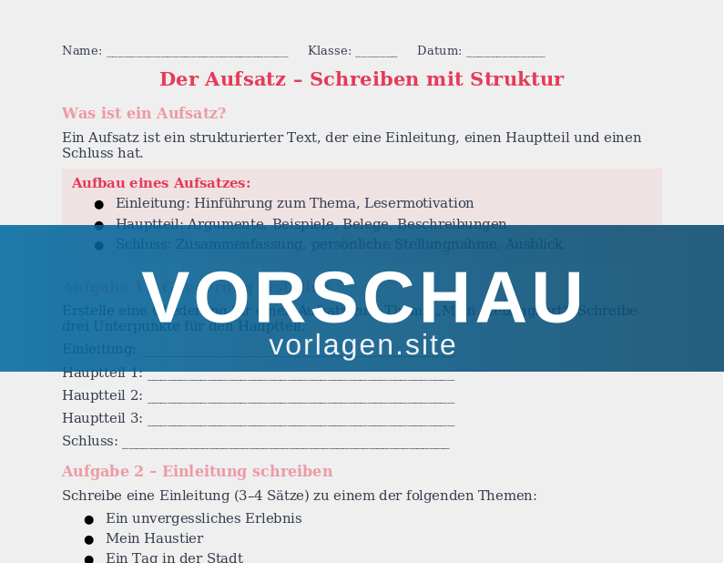 Aufsatz schreiben – Berichten und Beschreiben