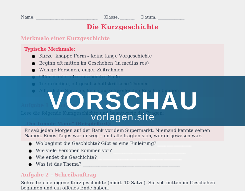 Kurzgeschichten analysieren